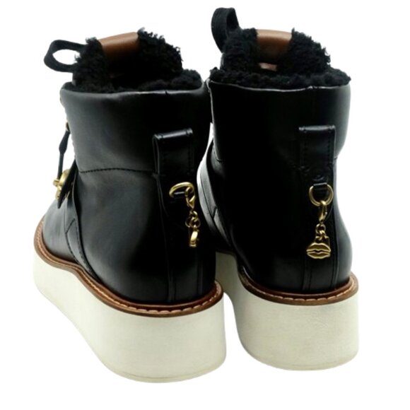 COACH~City Hiker~WOMENS BLACK LEATHER PLATFORM HIKING BOOTS SIZE 8 NWOT - Picture 3 of 6